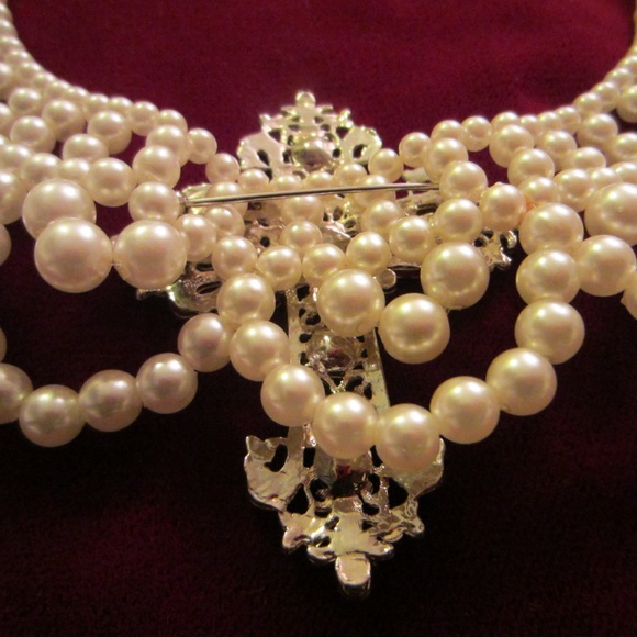 Statement Micro Pearl Beads Collar Choker Bib Necklace - Picture 3 of 9